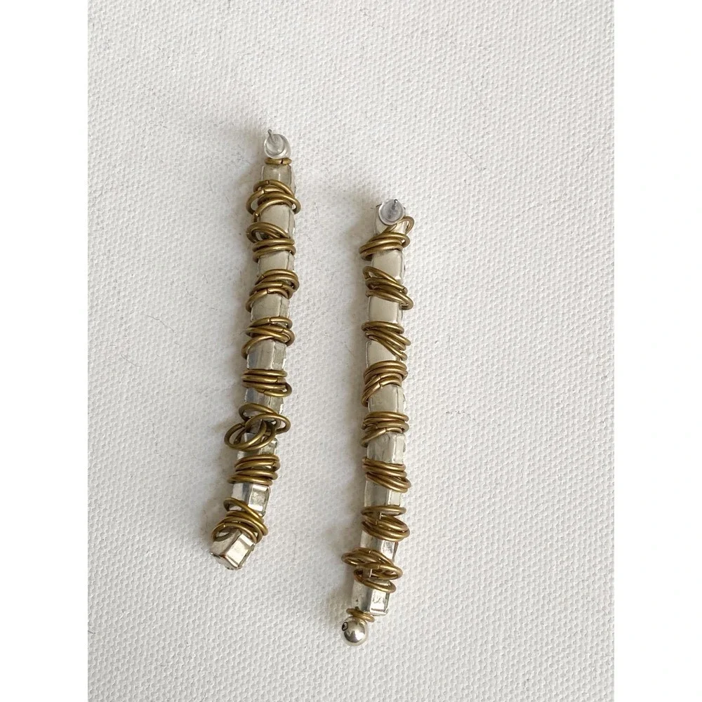 Moutton Collet Gold Silver X Project Earring Silver Plate Swarovski Crystal $185 - Picture 4 of 5